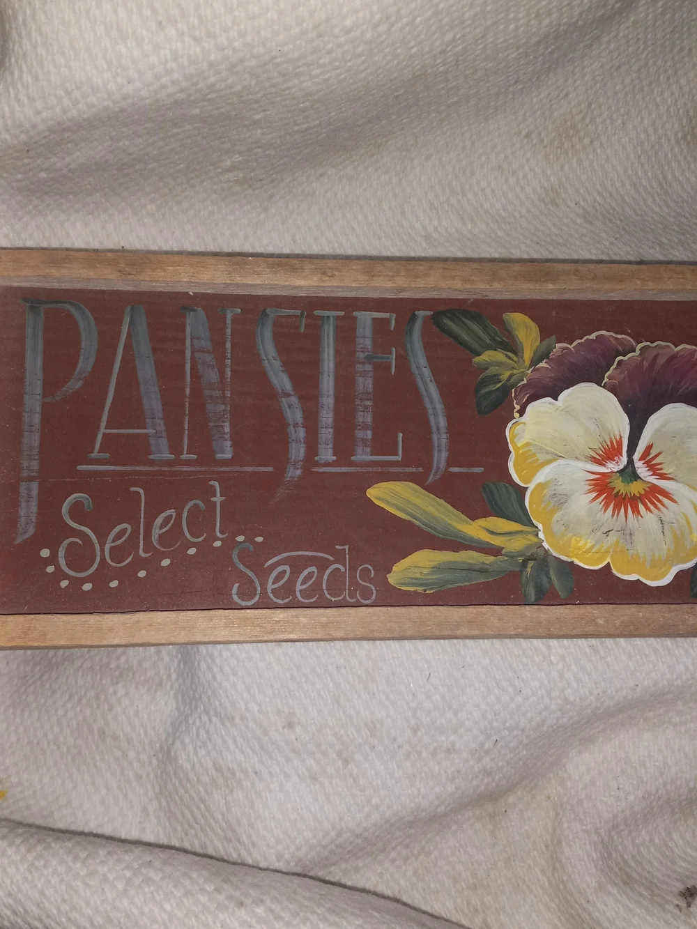 Hand-Painted Floral Wall Plaque Framed Yellow, White & Purple